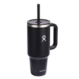 Hydro Flask® All Around™ Travel Tumbler 40oz with Straw — Black (BK) — blank right angle — 15