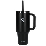 Hydro Flask® All Around™ Travel Tumbler 40oz with Straw — Black (BK) — blank back view — 13