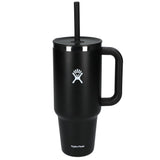Hydro Flask® All Around™ Travel Tumbler 40oz with Straw — Black (BK) — blank back view — 12