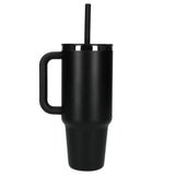 Hydro Flask® All Around™ Travel Tumbler 40oz with Straw — Black (BK) — blank front view — 10