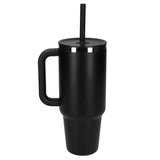 Hydro Flask® All Around™ Travel Tumbler 40oz with Straw — Black (BK) — blank front view — 9