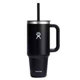 Hydro Flask® All Around™ Travel Tumbler 40oz with Straw — Black (BK) — blank front view — 11