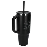 Hydro Flask® All Around™ Travel Tumbler 40oz with Straw — Black (BK) — decorated left angle — 5