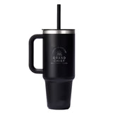 Hydro Flask® All Around™ Travel Tumbler 40oz with Straw — Black (BK) — decorated back view — 4