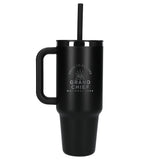 Hydro Flask® All Around™ Travel Tumbler 40oz with Straw — Black (BK) — decorated front view — 3