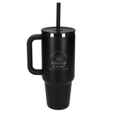 Hydro Flask® All Around™ Travel Tumbler 40oz with Straw — Black (BK) — decorated front view — 2