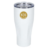 Victor Recycled Vacuum Insulated Tumbler 20oz — White (WH) — decorated front view — 3