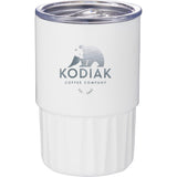 Elite Geometry Recycled Stainless Tumbler 16oz — White (WH) — decorated front view — 2