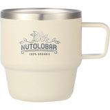 Doppio Stackable Recycled Mug Set 6oz — Cream (CR) — decorated front view — 2