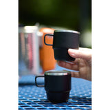 Doppio Stackable Recycled Mug Set 6oz — Black (BK) — blank product view — 11