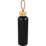 Tania Recycled Bottle w/ FSC® 100% Bamboo Lid 26oz — Black (BK) — blank back view — 13