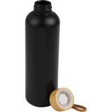 Tania Recycled Bottle w/ FSC® 100% Bamboo Lid 26oz — Black (BK) — blank front view — 9