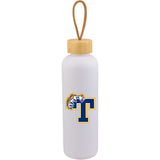 Tania Recycled Bottle w/ FSC® 100% Bamboo Lid 26oz — White (WH) — decorated front view — 14