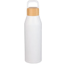 Aspen 24 oz Recycled Bottle w/ FSC® 100% Bamboo Lid — White (WH) — blank front view