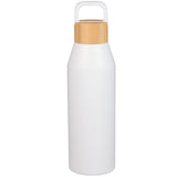 Aspen 24 oz Recycled Bottle w/ FSC® 100% Bamboo Lid — White (WH) — blank front view — 6