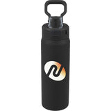 Canyon Recycled Stainless Steel Bottle 30oz — Black (BK) — decorated front view — 29