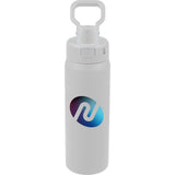Canyon Recycled Stainless Steel Bottle 30oz — White (WH) — decorated front view — 2