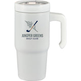 Peak Recycled Insulated Sip Or Swig Mug 24 oz — White (WH) — decorated front view — 5