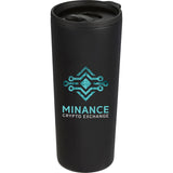 Leeston Copper Vacuum Insulated Tumbler 24 oz — Black (BK) — decorated front view — 12