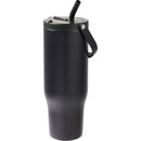 Trinity 30 oz Recycled Leakproof Straw Tumbler — Black (BK) — blank left angle