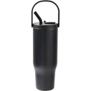 Trinity 30 oz Recycled Leakproof Straw Tumbler — Black (BK) — blank back view