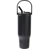 Trinity 30 oz Recycled Leakproof Straw Tumbler — Black (BK) — blank back view — 27