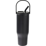 Trinity 30 oz Recycled Leakproof Straw Tumbler — Black (BK) — blank front view — 23