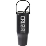 Trinity 30 oz Recycled Leakproof Straw Tumbler — Black (BK) — decorated front view — 22