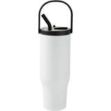 Trinity 30 oz Recycled Leakproof Straw Tumbler — White (WH) — blank back view — 7