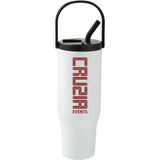 Trinity 30 oz Recycled Leakproof Straw Tumbler — White (WH) — decorated front view — 2