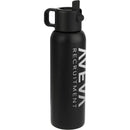 Clio Eco-Friendly Straw Lid Vacuum Bottle 22 oz — Black (BK) — decorated left angle