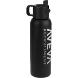 Clio Eco-Friendly Straw Lid Vacuum Bottle 22 oz — Black (BK) — decorated left angle — 27
