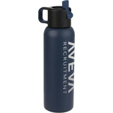 Clio Eco-Friendly Straw Lid Vacuum Bottle 22 oz — Navy (NY) — decorated left angle — 11