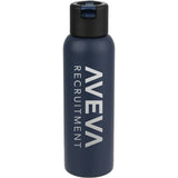 Clio Eco-Friendly Straw Lid Vacuum Bottle 22 oz — Navy (NY) — decorated front view — 10
