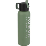 Clio Eco-Friendly Straw Lid Vacuum Bottle 22 oz — Sage (SG) — decorated left angle — 19