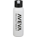 Clio Eco-Friendly Straw Lid Vacuum Bottle 22 oz — White (WH) — decorated front view — 2