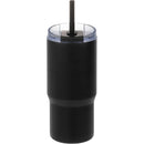 Auxo 24 oz Vacuum Insulated Straw Tumbler — Black (BK) — blank front view