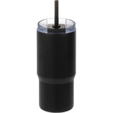 Auxo 24 oz Vacuum Insulated Straw Tumbler — Black (BK) — blank front view — 18