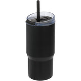 Auxo 24 oz Vacuum Insulated Straw Tumbler — Black (BK) — blank front view — 19
