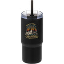 Auxo 24 oz Vacuum Insulated Straw Tumbler — Black (BK) — decorated front view