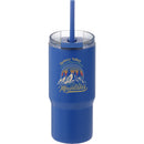 Auxo 24 oz Vacuum Insulated Straw Tumbler — Bay Blue — decorated front view
