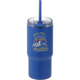 Auxo 24 oz Vacuum Insulated Straw Tumbler — Bay Blue — decorated front view — 8