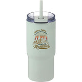 Auxo 24 oz Vacuum Insulated Straw Tumbler — Mist — decorated front view — 7