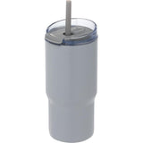 Auxo 24 oz Vacuum Insulated Straw Tumbler — Stone (ST) — blank front view — 15