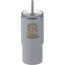 Auxo 24 oz Vacuum Insulated Straw Tumbler — Stone (ST) — decorated front view