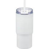 Auxo 24 oz Vacuum Insulated Straw Tumbler — White (WH) — blank front view — 3