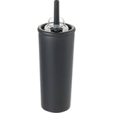 Kyser 20 oz Vacuum Tumbler with Straw — Black (BK) — blank back view — 11