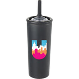 Kyser 20 oz Vacuum Tumbler with Straw — Black (BK) — decorated front view — 2