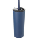 Kyser 20 oz Vacuum Tumbler with Straw — Navy (NY) — blank left angle