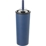 Kyser 20 oz Vacuum Tumbler with Straw — Navy (NY) — blank back view — 43